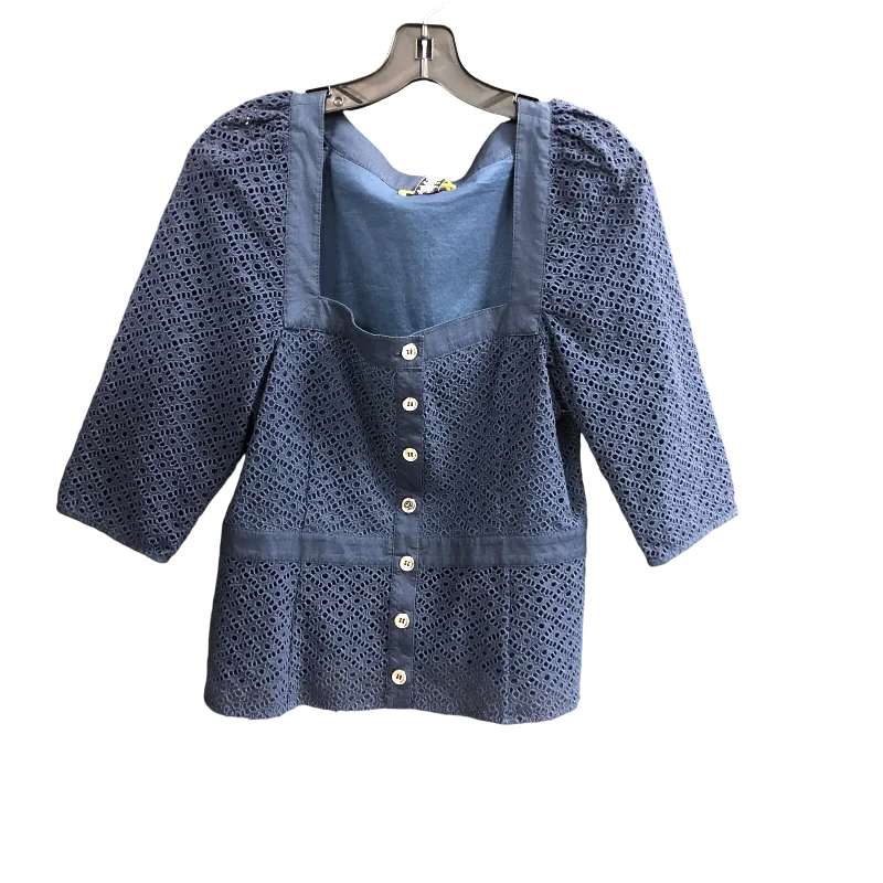 Top 3/4 Sleeve By Catherine Malandrino In Blue, Size: 12