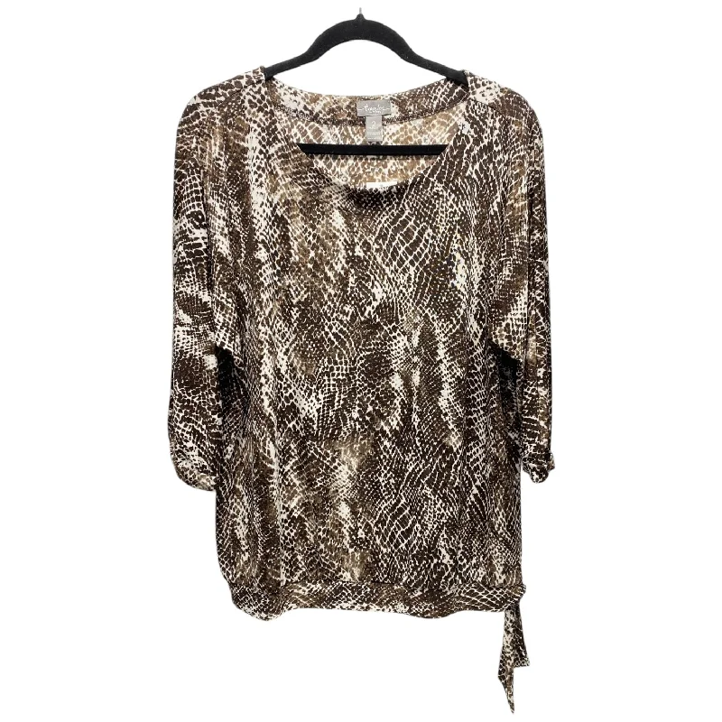 Top 3/4 Sleeve By Chicos In Animal Print, Size: L