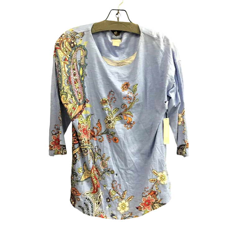 Top 3/4 Sleeve By Chicos In Blue, Size: M