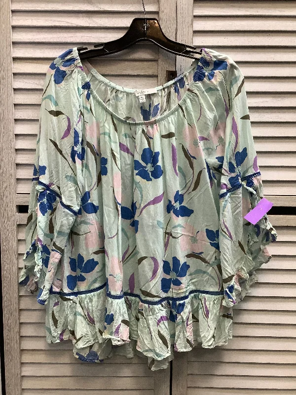 Top 3/4 Sleeve By Fever In Floral Print, Size: Xl