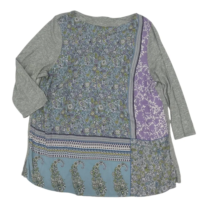 Top 3/4 Sleeve By J. Jill In Blue & Grey, Size:L