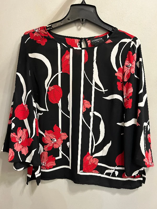 Top 3/4 Sleeve By Liz Claiborne In Black & Red, Size: Lp