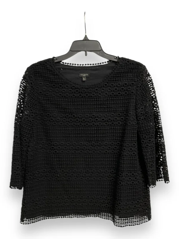 Top 3/4 Sleeve By Talbots In Black, Size: Mp