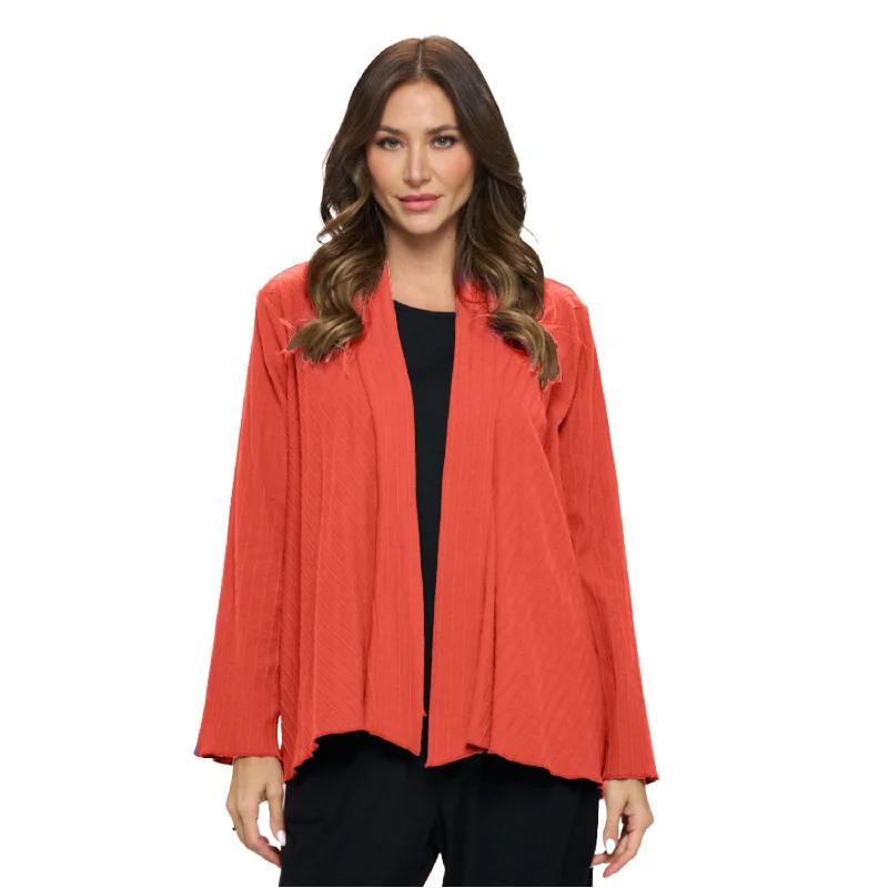 Focus Rib-Knit Open Front Cardigan in Chili - CS-304-CLI