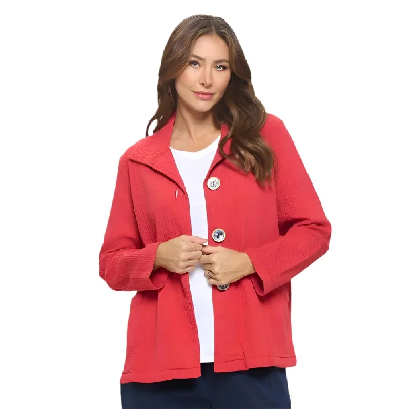 Focus Fashion Cotton Cord Jacket in Brick Red - ST-408-BRD