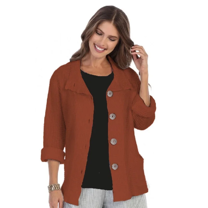 Focus Fashion Waffle Jacket in Clay Red -  C602-CLY