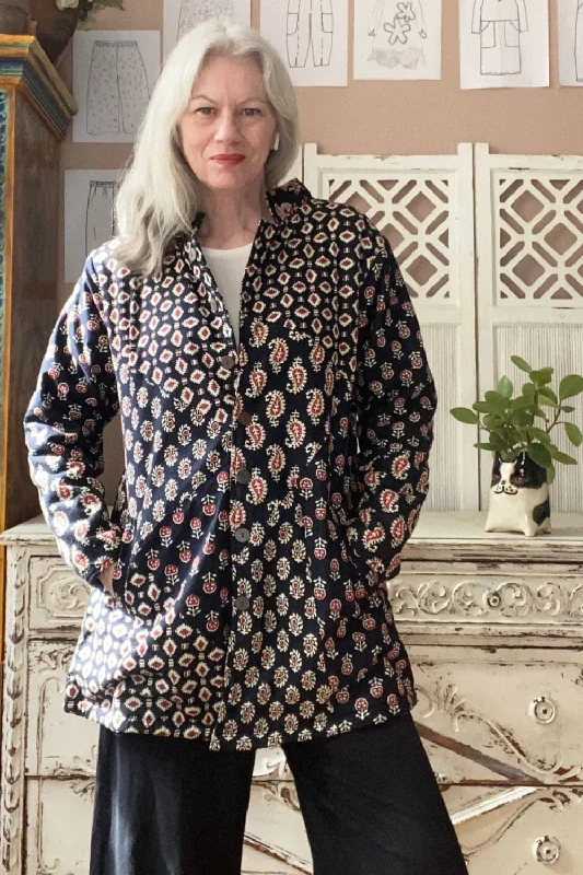 Longer Quilted Block Print Jacket