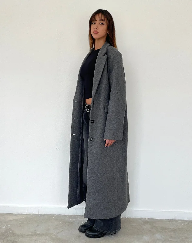 Malati Longline Coat in Charcoal