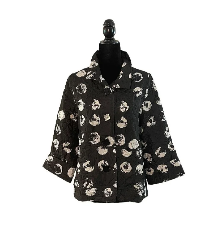 Moonlight Short Polka-Dot Jacket in Black/Grey - 3918-POK