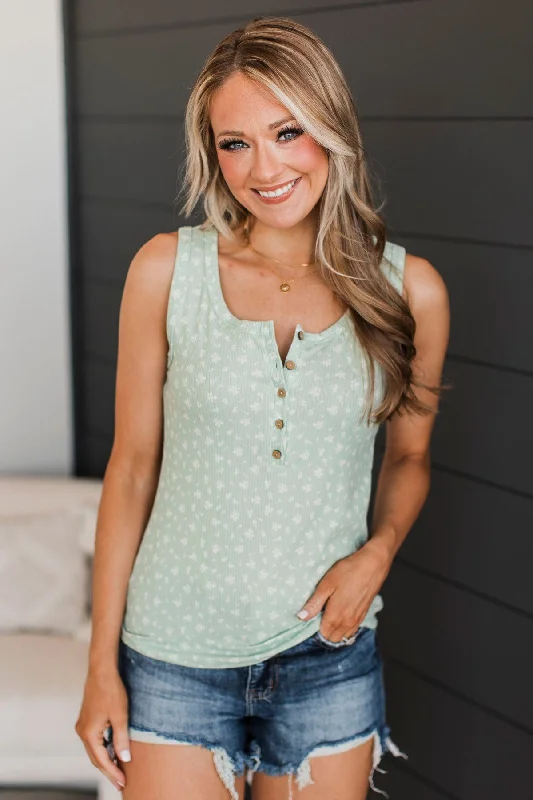 Promise Me Forever Floral Tank Top- Sage