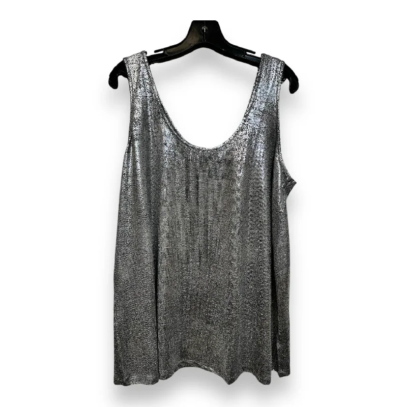 Top Sleeveless By Romans In silver, Size: M